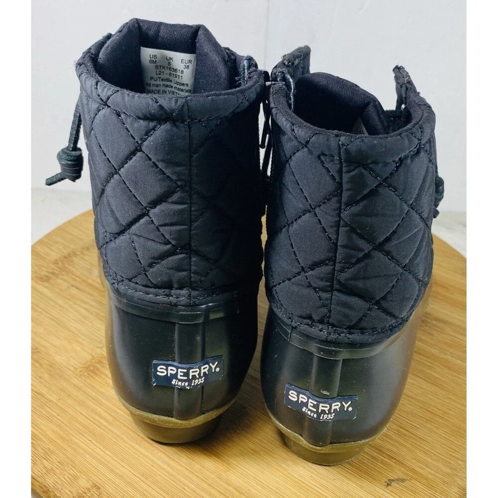 Sperry Girls Saltwater Rain Boots Black Size 6 M